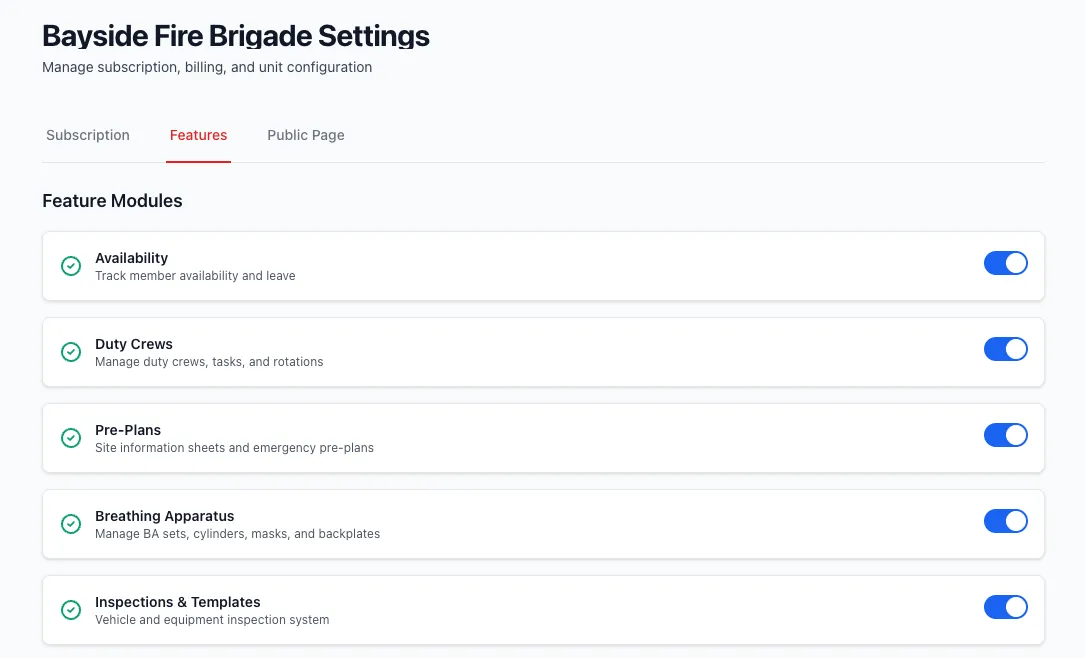 Brigade Feature Management