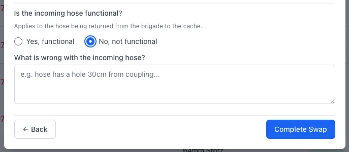 Hose Settings Menu