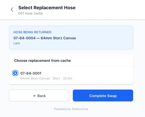 Select hose to swap from the cache