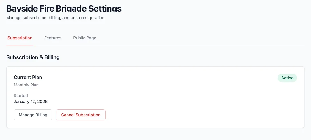 Brigade Subscription Management