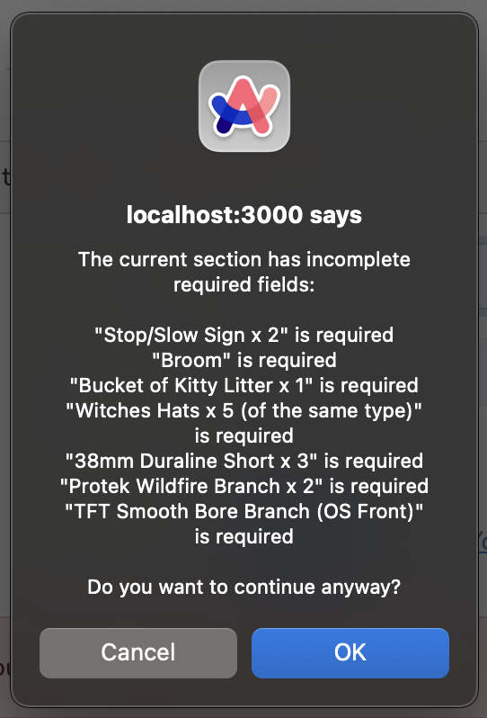 Multi-user validation warnings